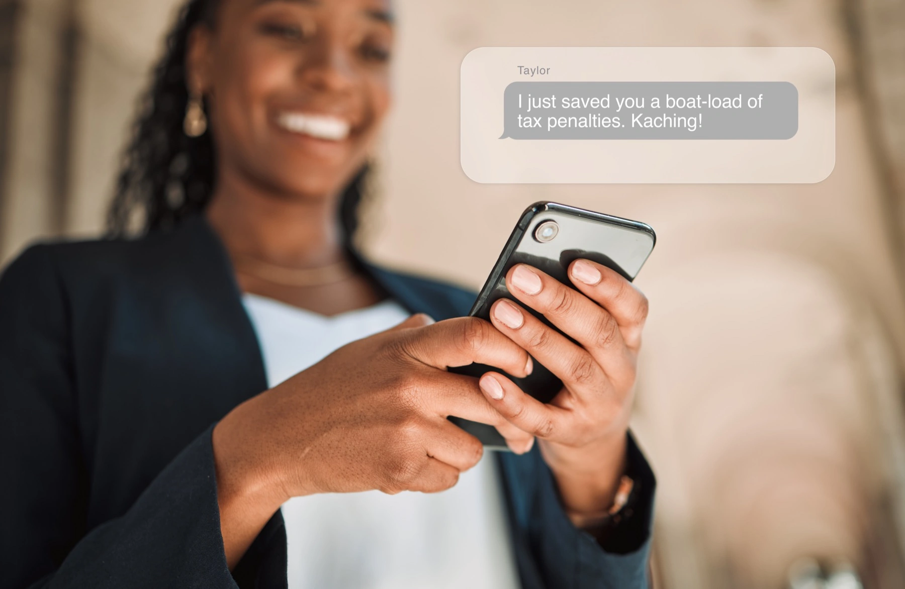 The product, in hand — Taylor guiding the conversation, no jargon, no dashboards to learn