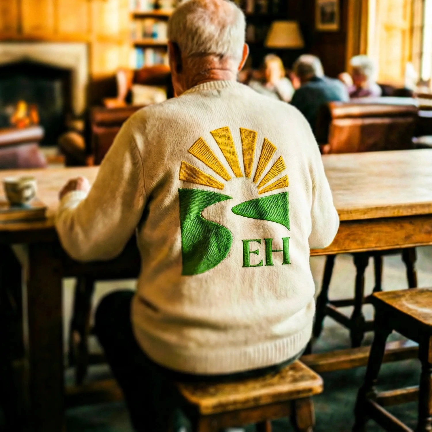 An embroidered EH patch — the brand worn, not just printed