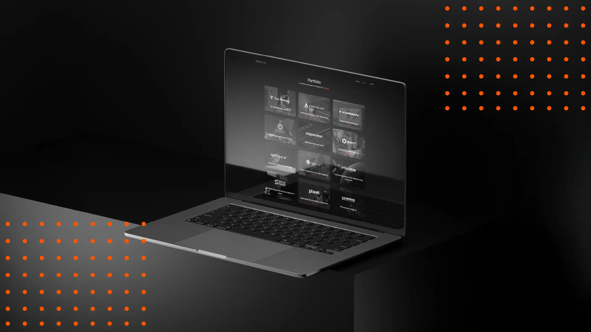 Portfolio site — the fund's bets, presented with the same technical restraint