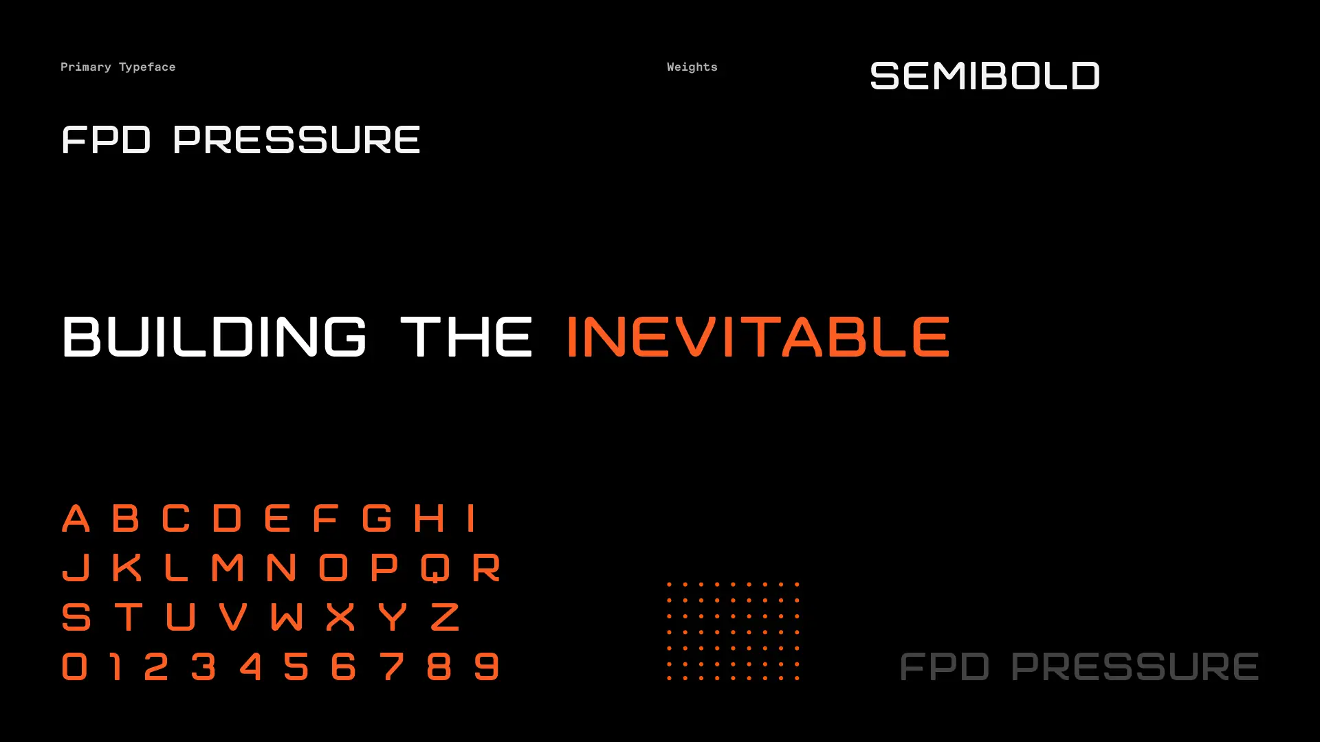 Primary display face — FPD Pressure, carrying the tagline