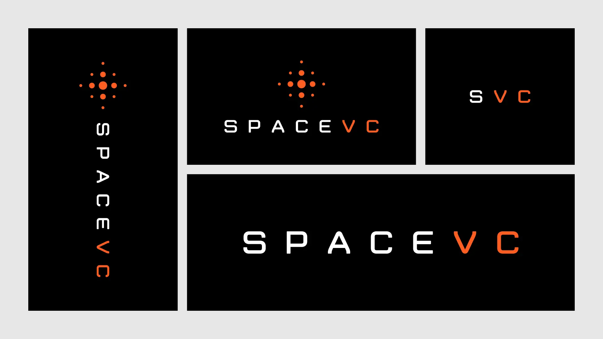 The full lockup family — horizontal, stacked, vertical, and the SVC monogram