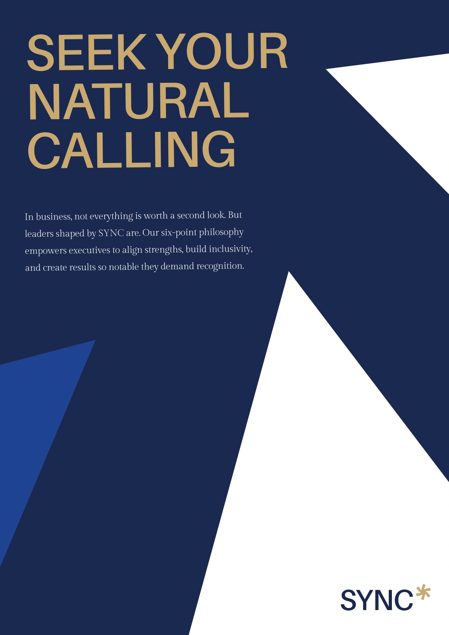 Seek Your Natural Calling — the positioning, put on a wall